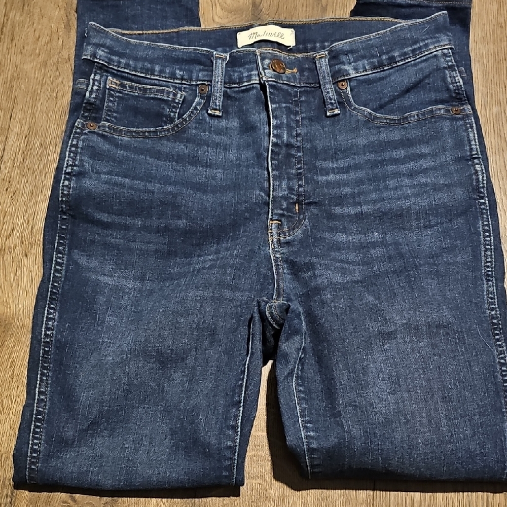 Madewell Waist 28 High Rise 10 Inches Skinny Slim Jeans Deep Blue Stretch Women